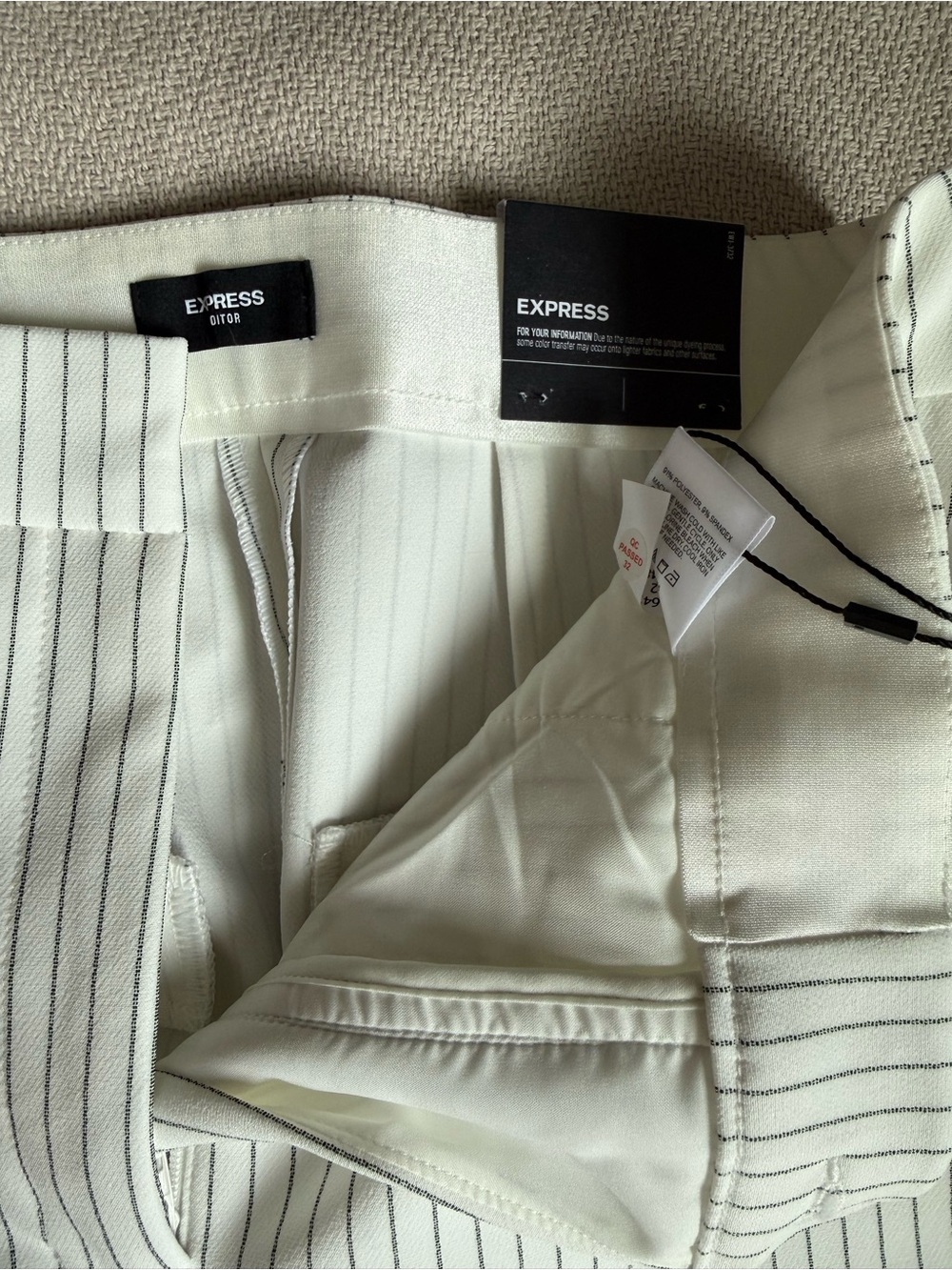 Express White Pinstripe Dress Pants - Picture 3 of 5